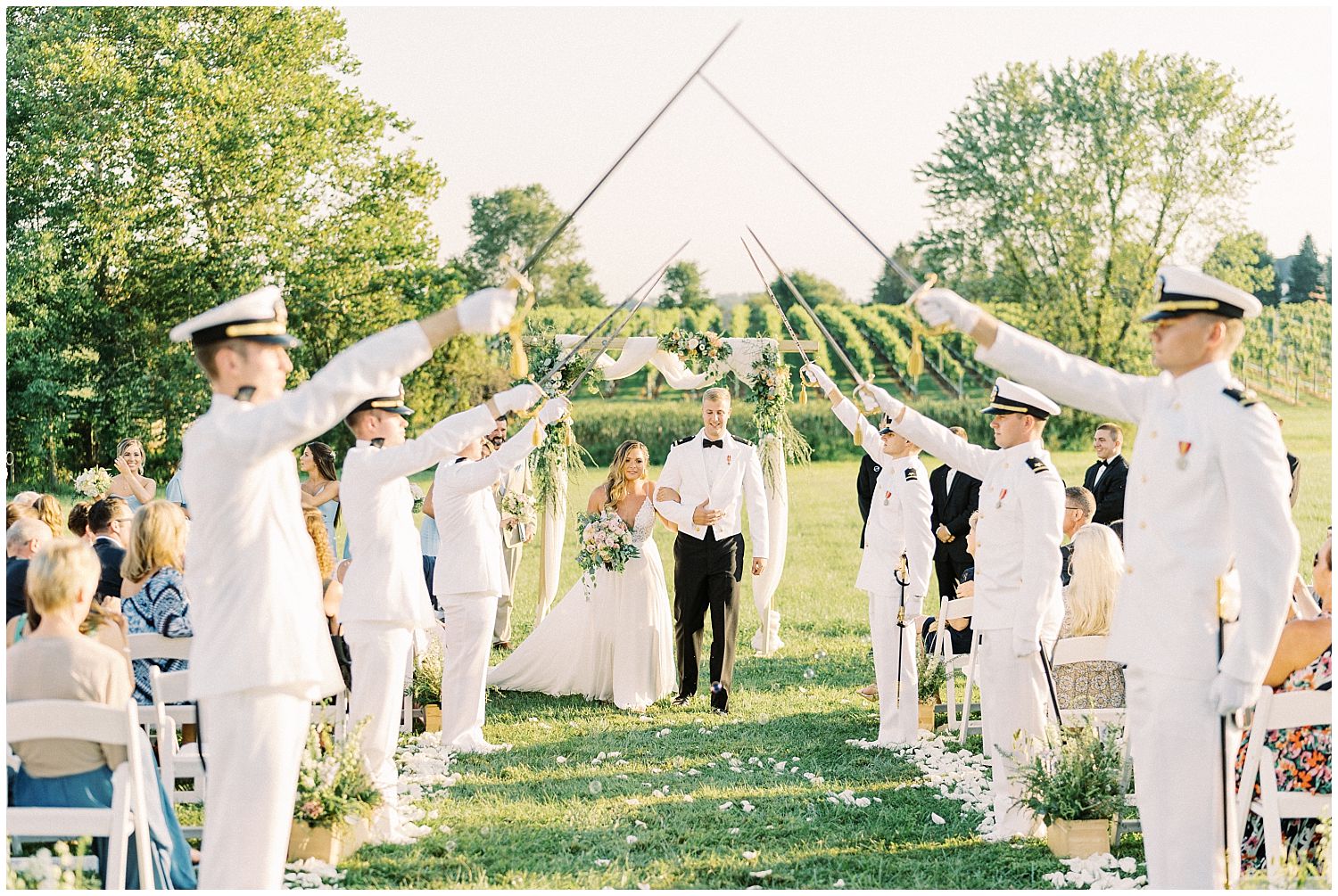Sword arch recessional at 8 Chains North Wedding