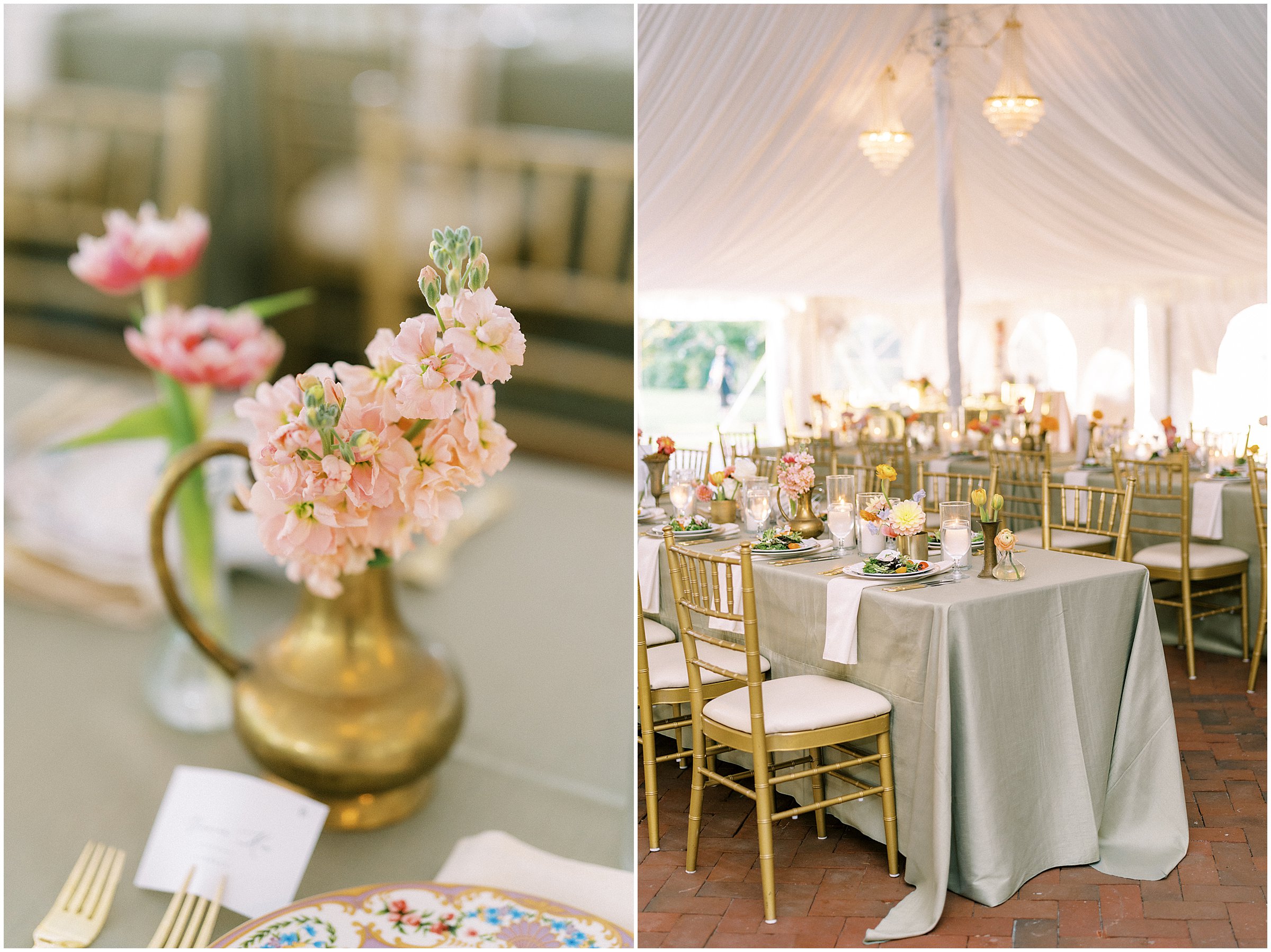 Tented reception details at Belmont Manor wedding