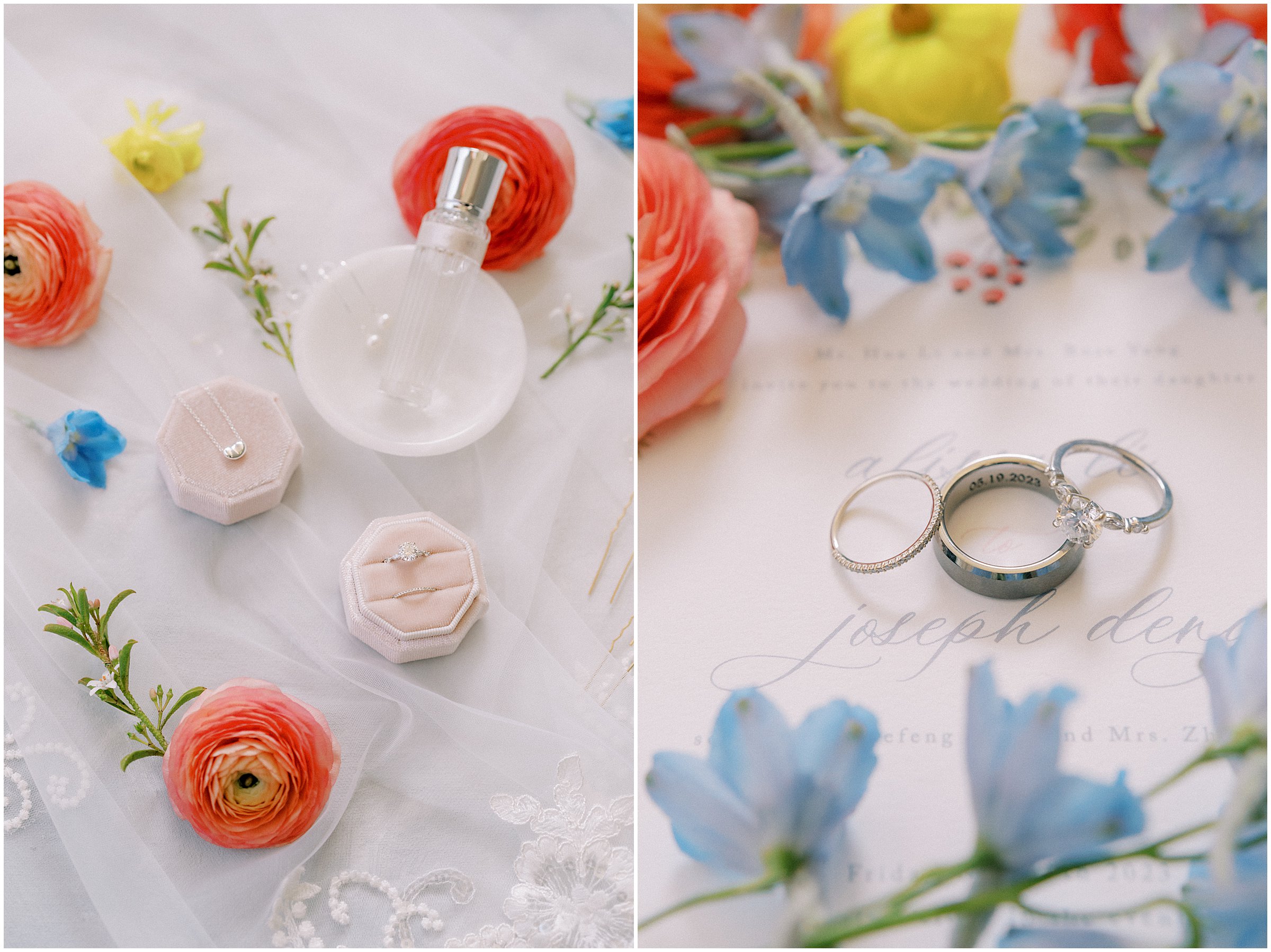 Colorful floral wedding details