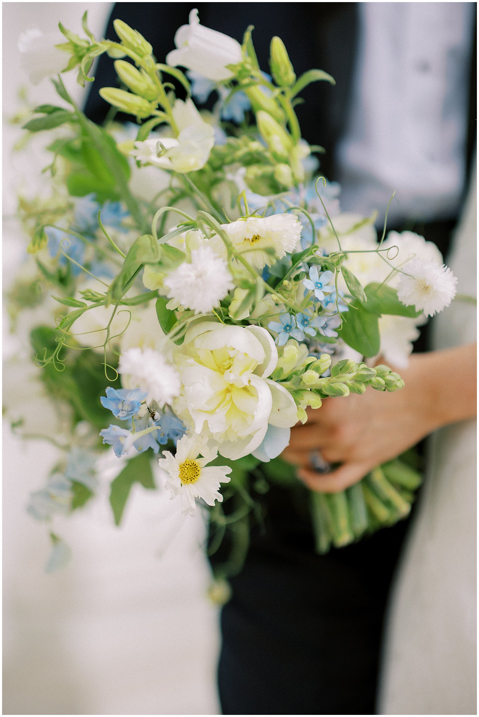 Bridal bouquet by She Loves Me for a blue and white Washington DC luxury wedding