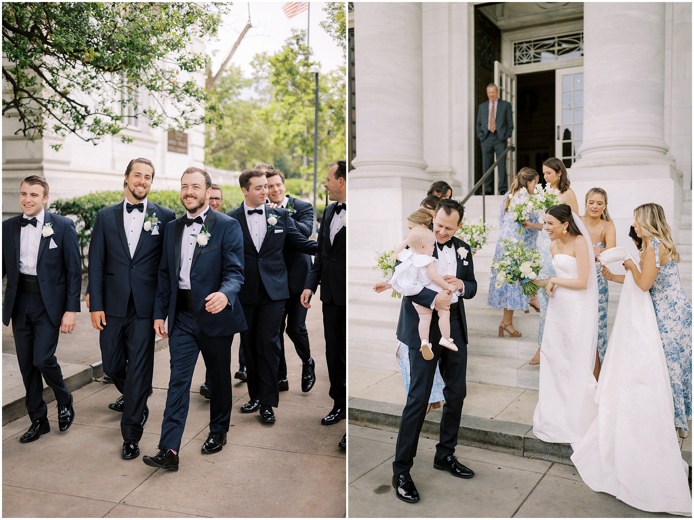 Wedding party portraits at 17th Street Entrance, DAR Constitution Hall