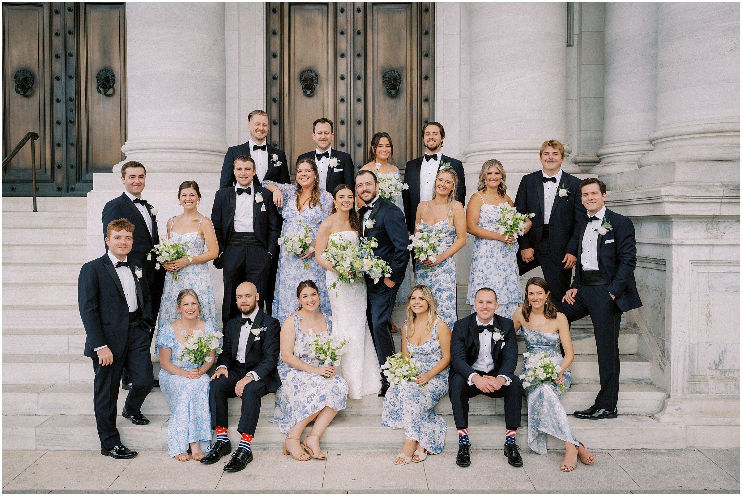 Wedding party portraits at DAR Constitution Hall in Washington, DC