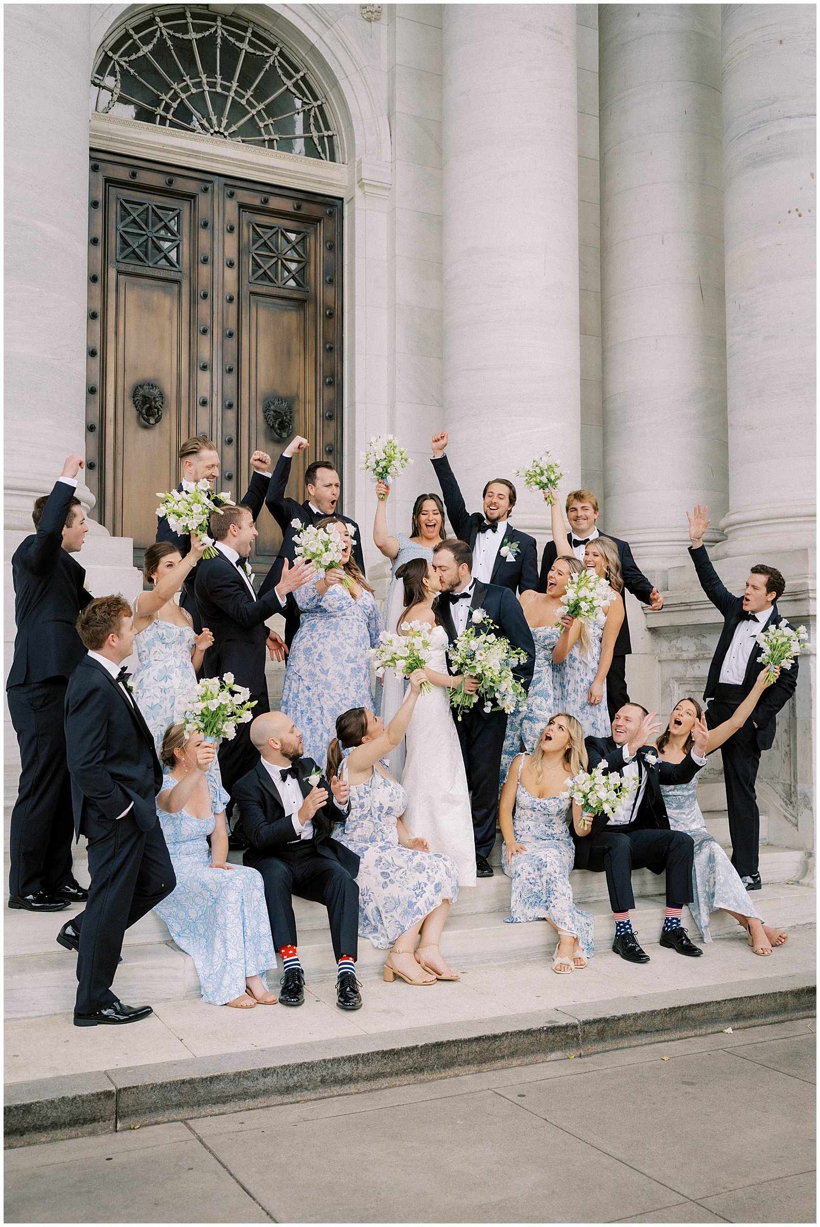Wedding party portraits at DAR Constitution Hall in Washington, DC