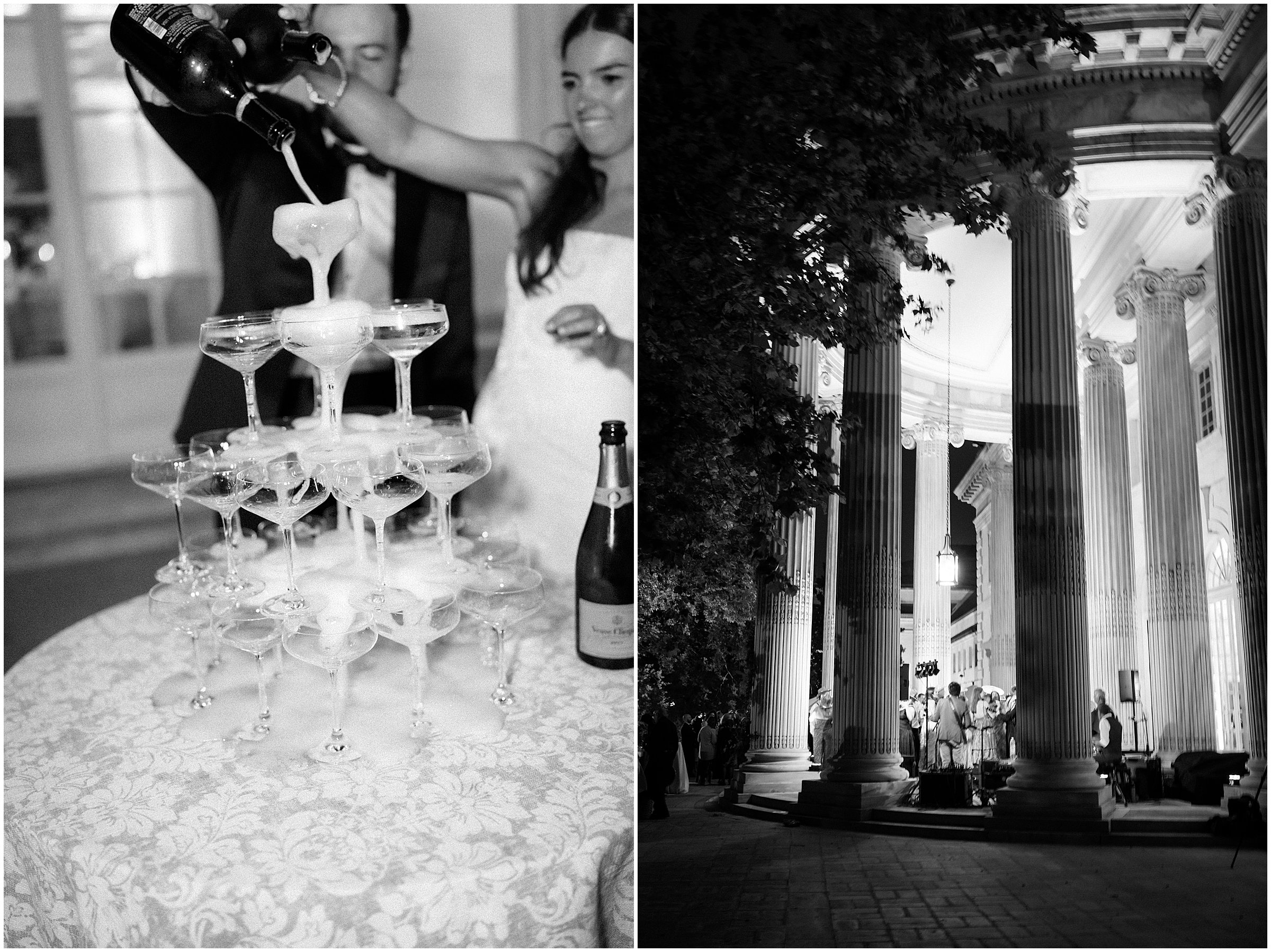 Champagne tower at DAR Constitution Hall wedding reception