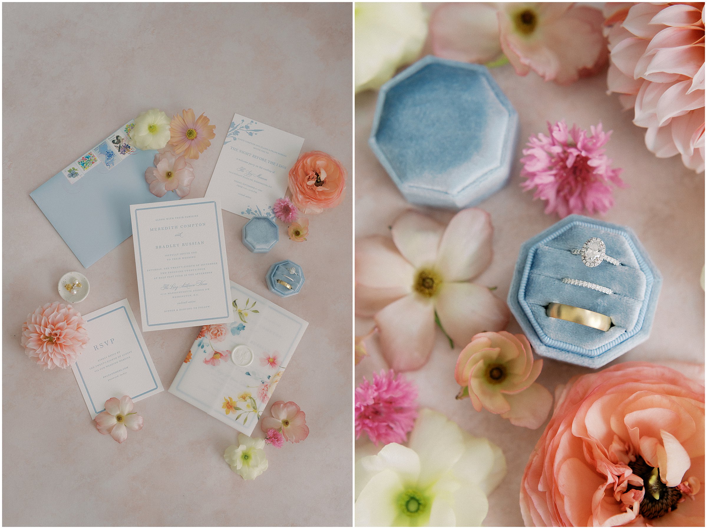 Wedding invitation flatlay photo for Washington DC wedding