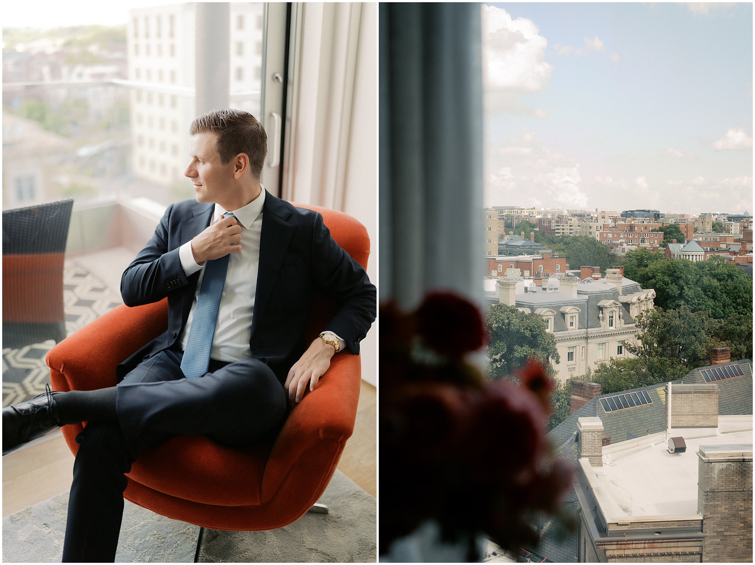 Groom getting ready photos at Dupont Hotel in Washington DC