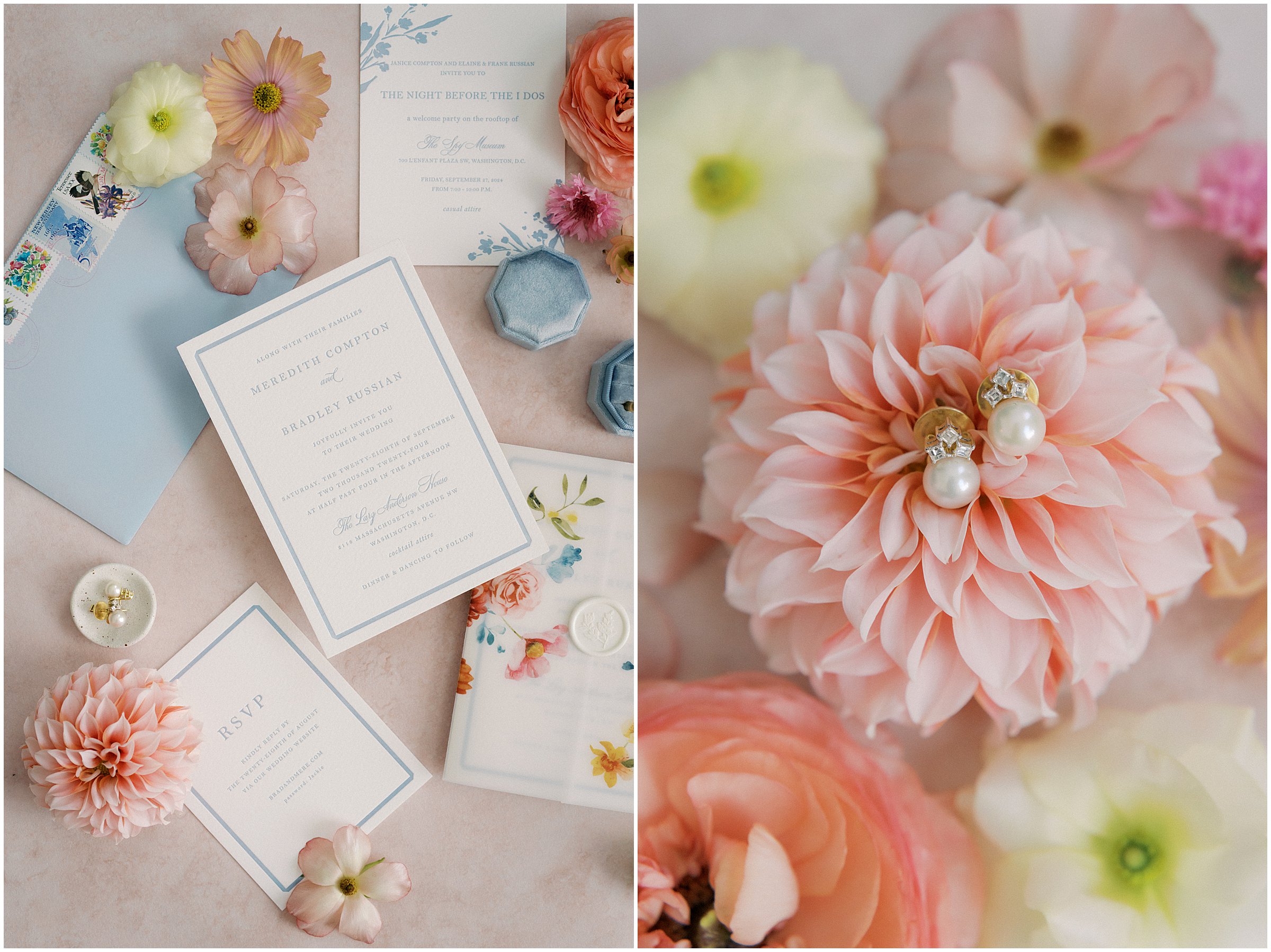 Wedding invitation flatlay photo for Washington DC wedding