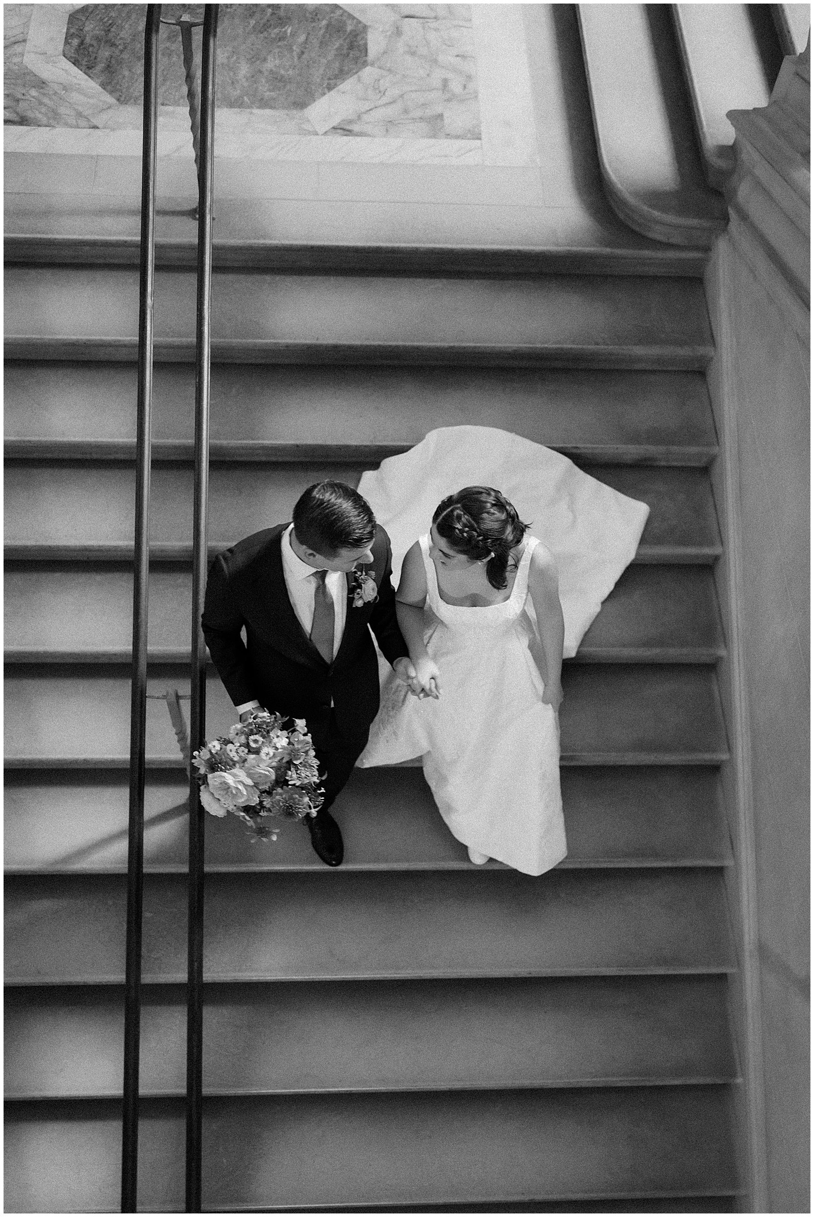 Bride and groom wedding photos inside Larz Anderson House in Washington DC