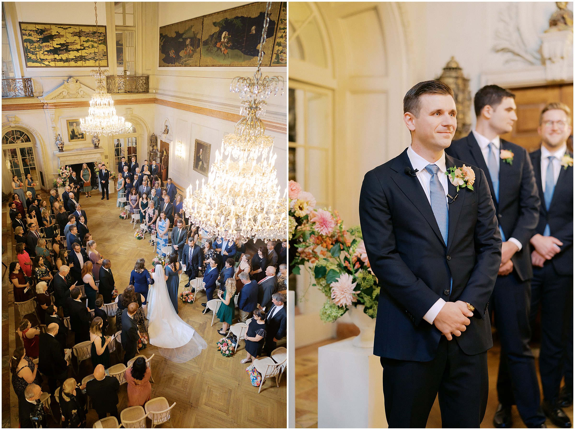 Indoor wedding ceremony at Larz Anderson House in Washington DC