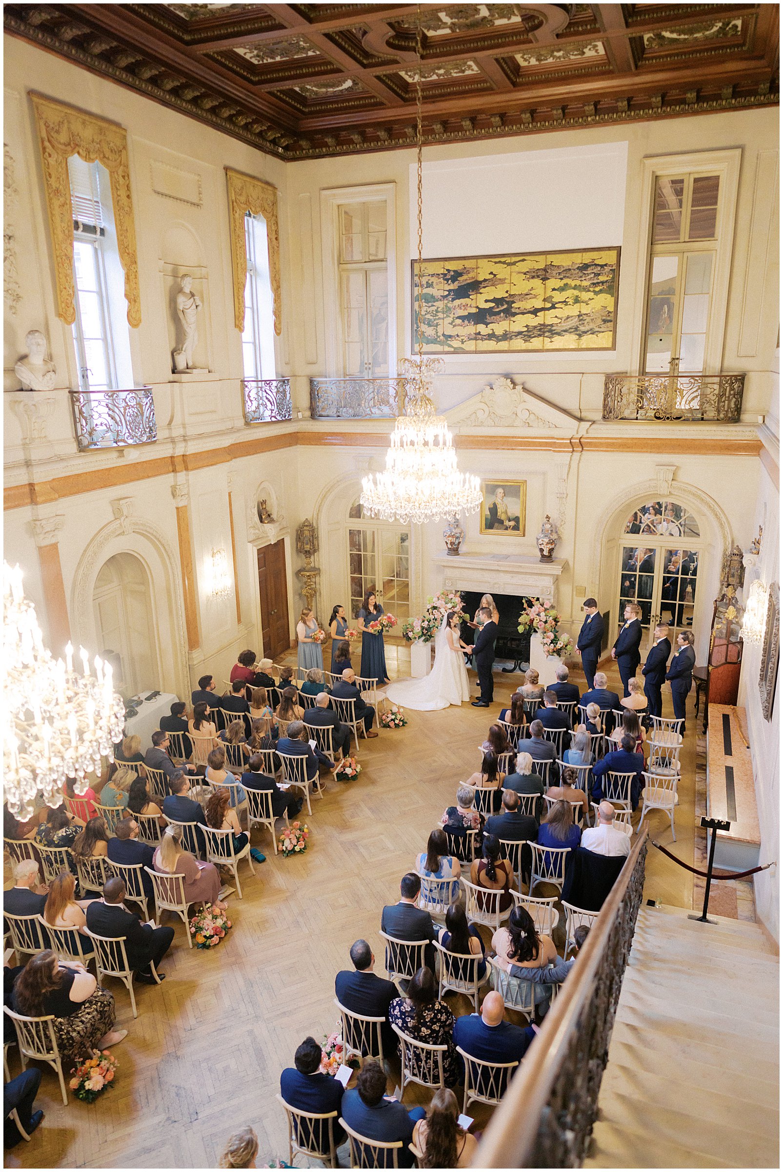 Indoor wedding ceremony at Larz Anderson House in Washington DC