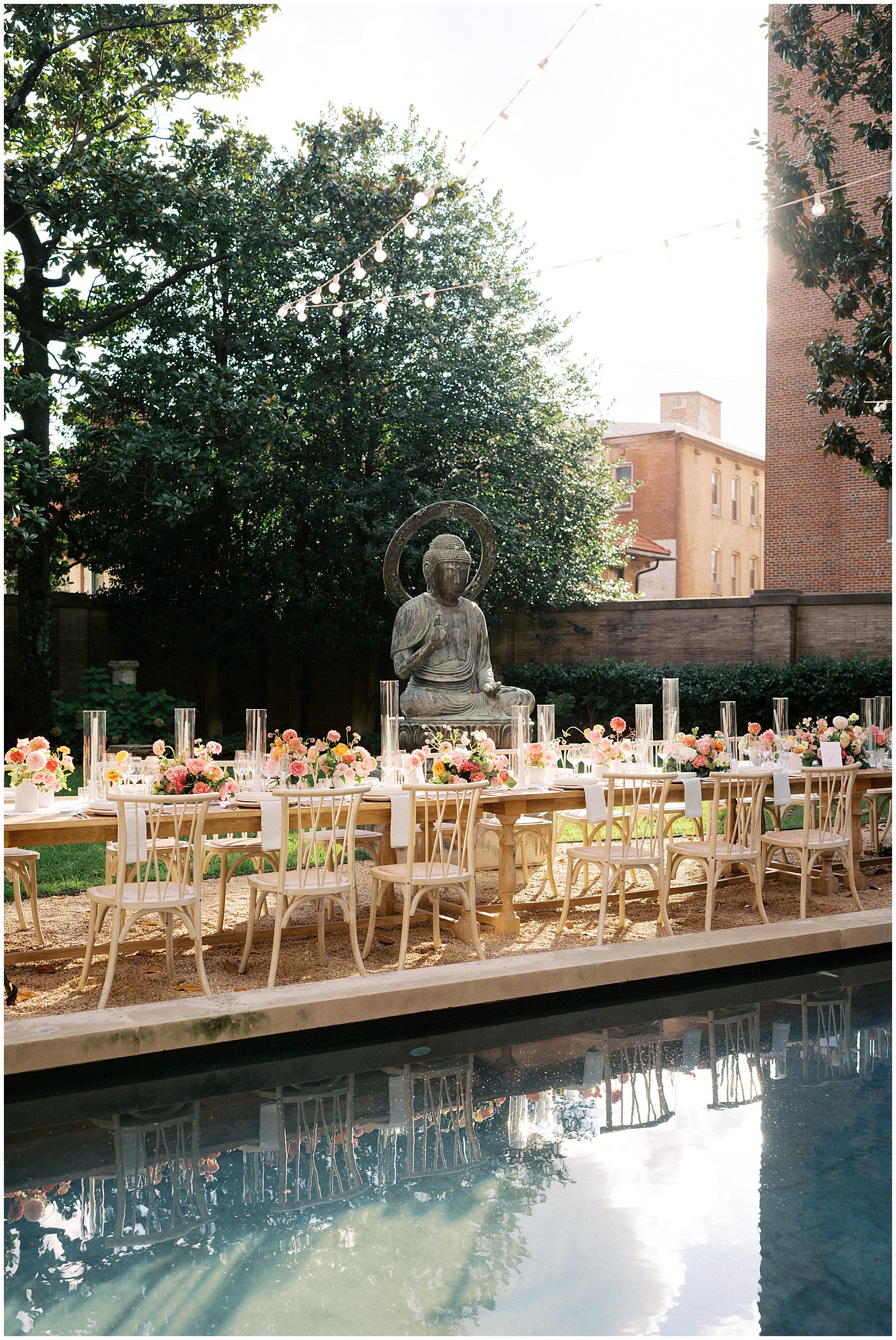 Wedding reception details for al fresco reception at Larz Anderson House in Washington DC