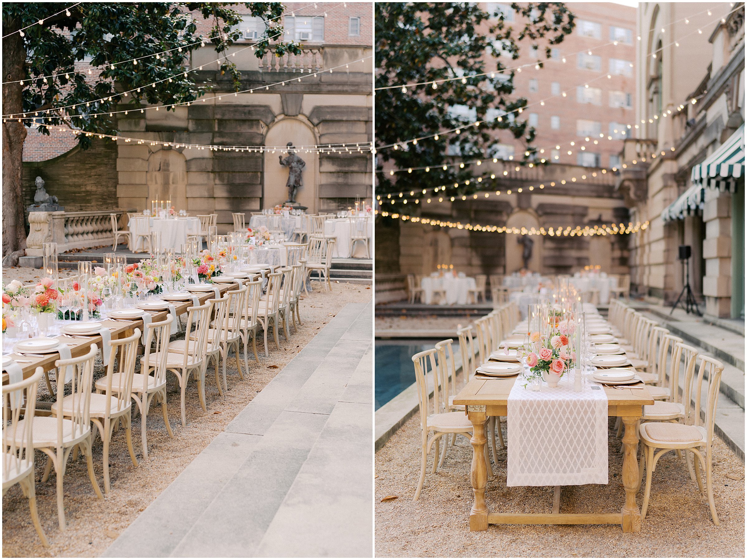 Wedding reception details for al fresco reception at Larz Anderson House in Washington DC