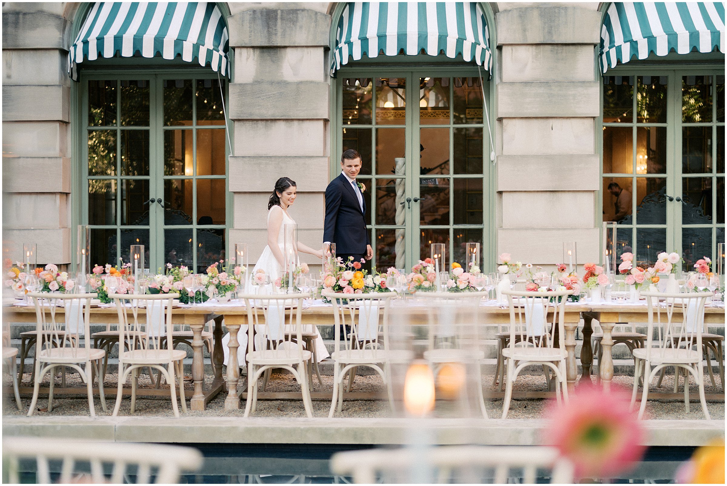 Wedding reception details for al fresco reception at Larz Anderson House in Washington DC