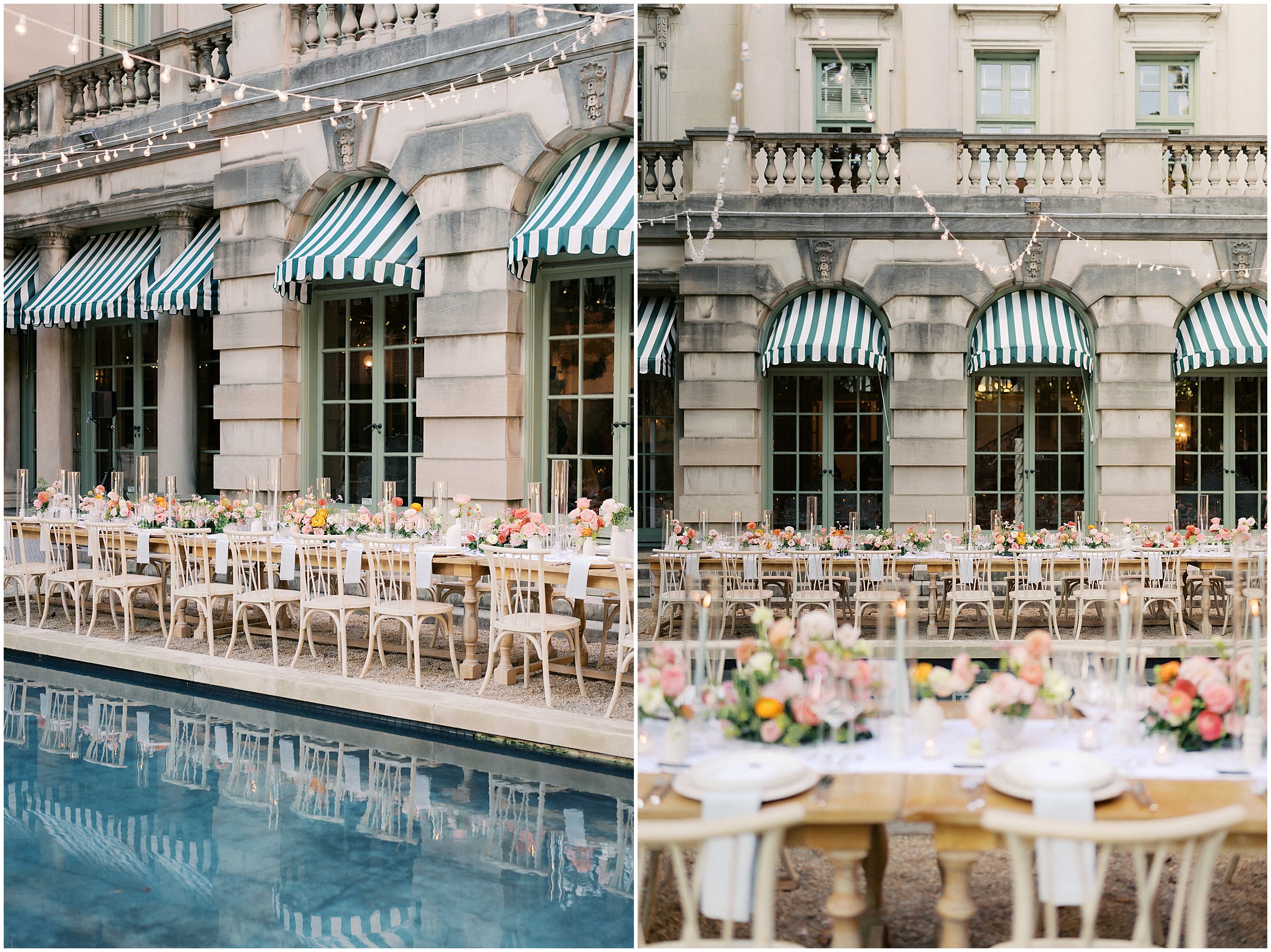 Wedding reception details for al fresco reception at Larz Anderson House in Washington DC