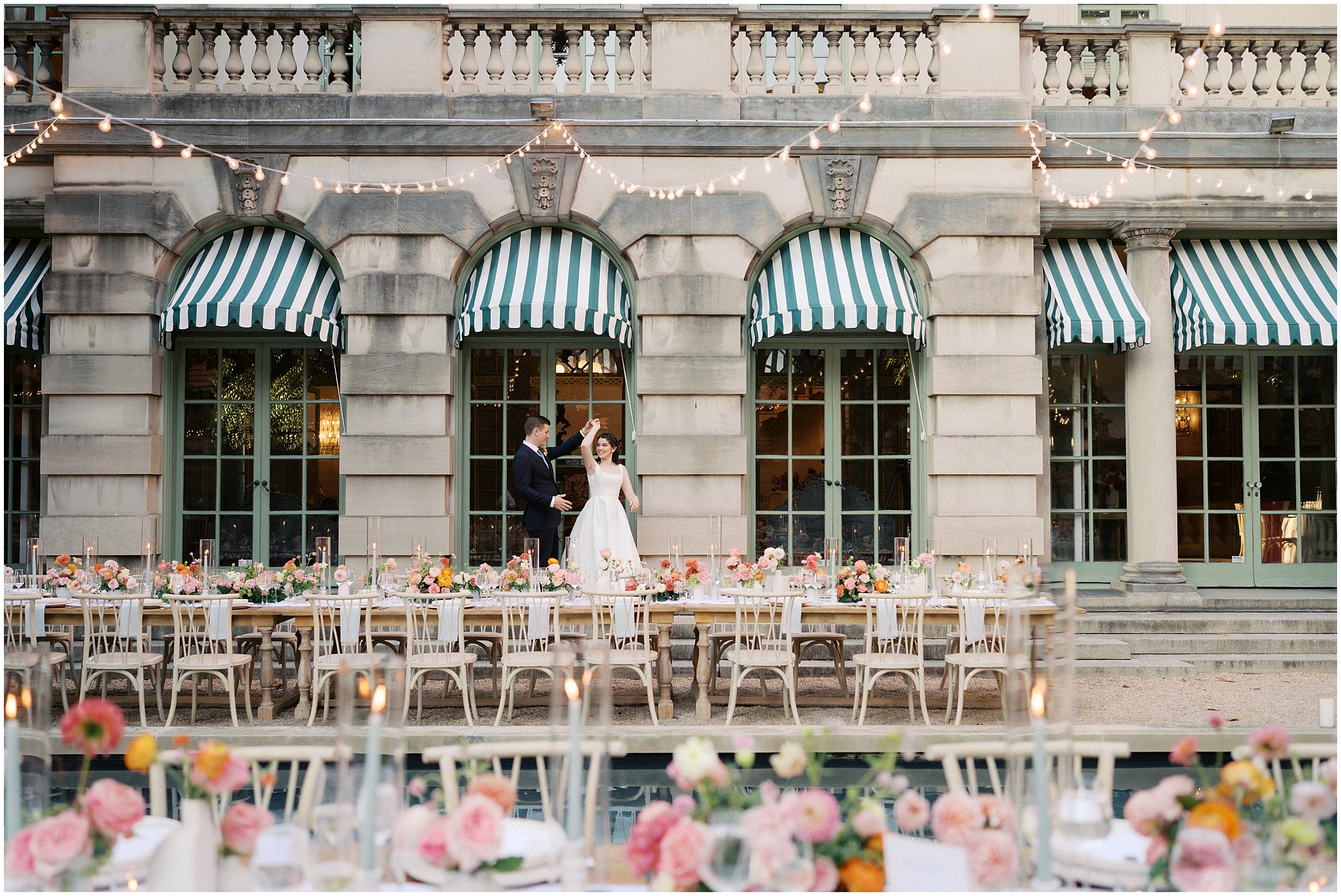 Wedding reception details for al fresco reception at Larz Anderson House in Washington DC