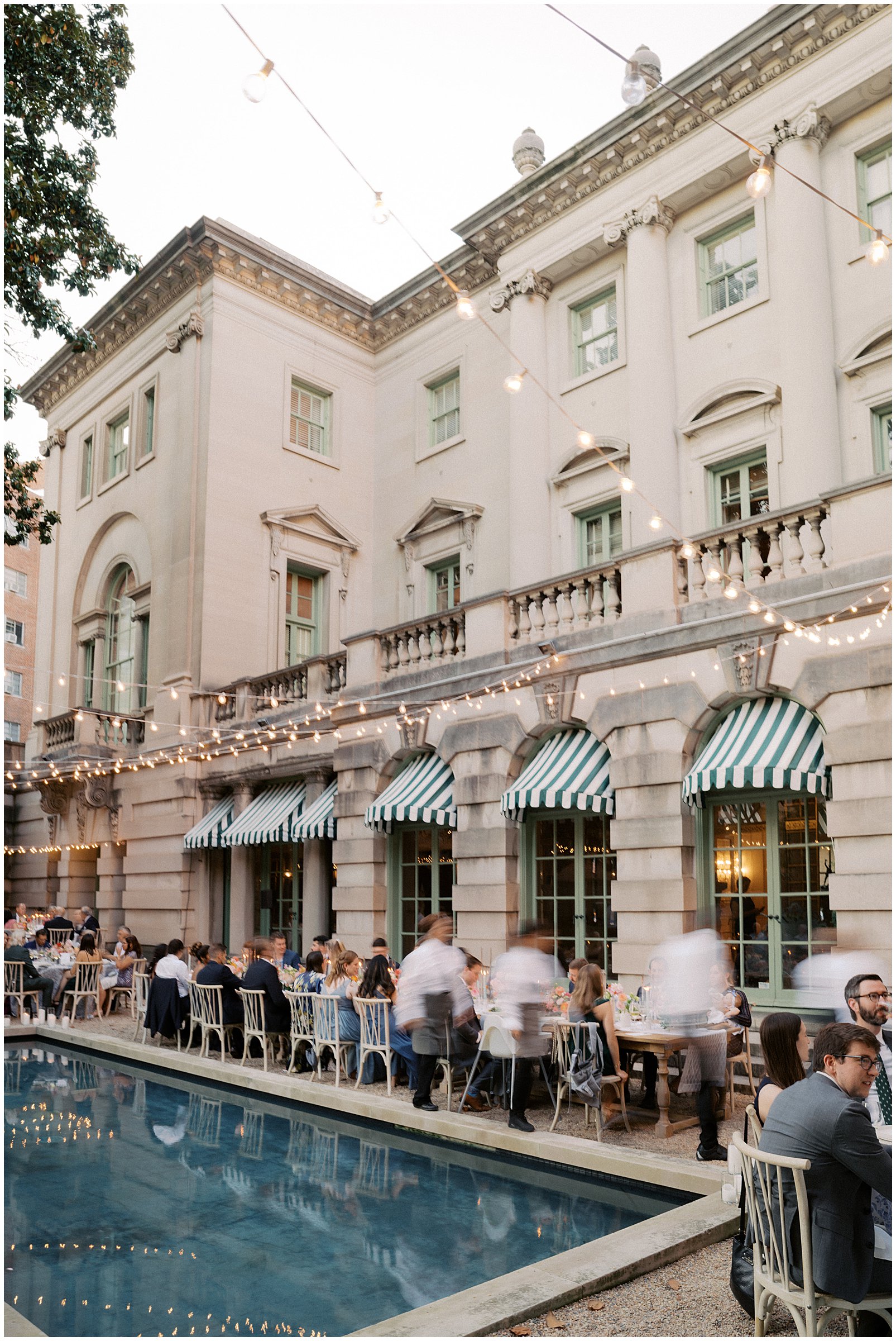 Al fresco wedding reception at Larz Anderson House in Washington DC